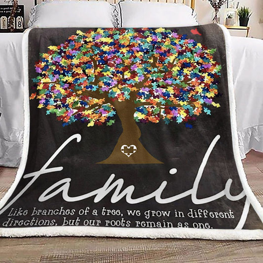 Autism Tree Of Life Family Like Branches Of A Tree Of Life CL16110003MDF Sherpa Fleece Blanket