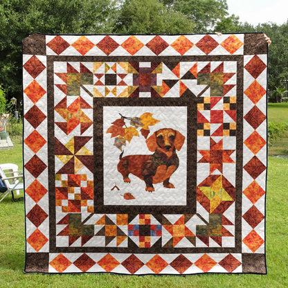 Autumn Dachshund CLT0111029H Quilt Blanket