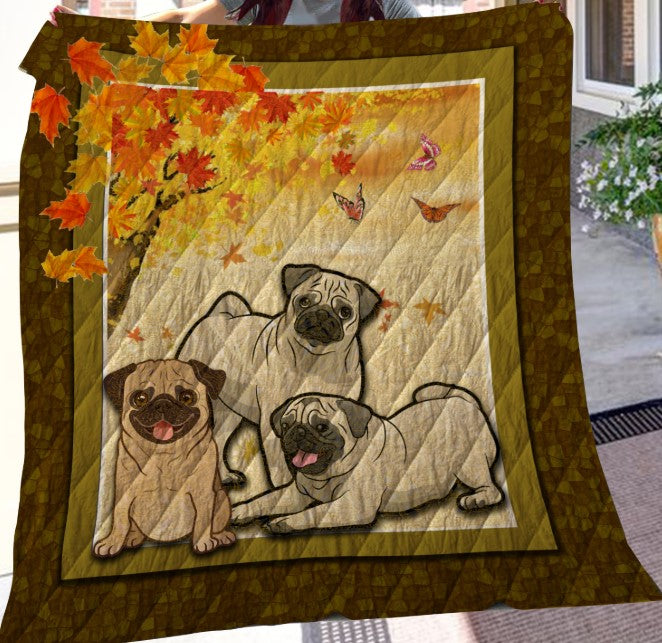 Autumn Pug CLT2512022H Quilt Blanket