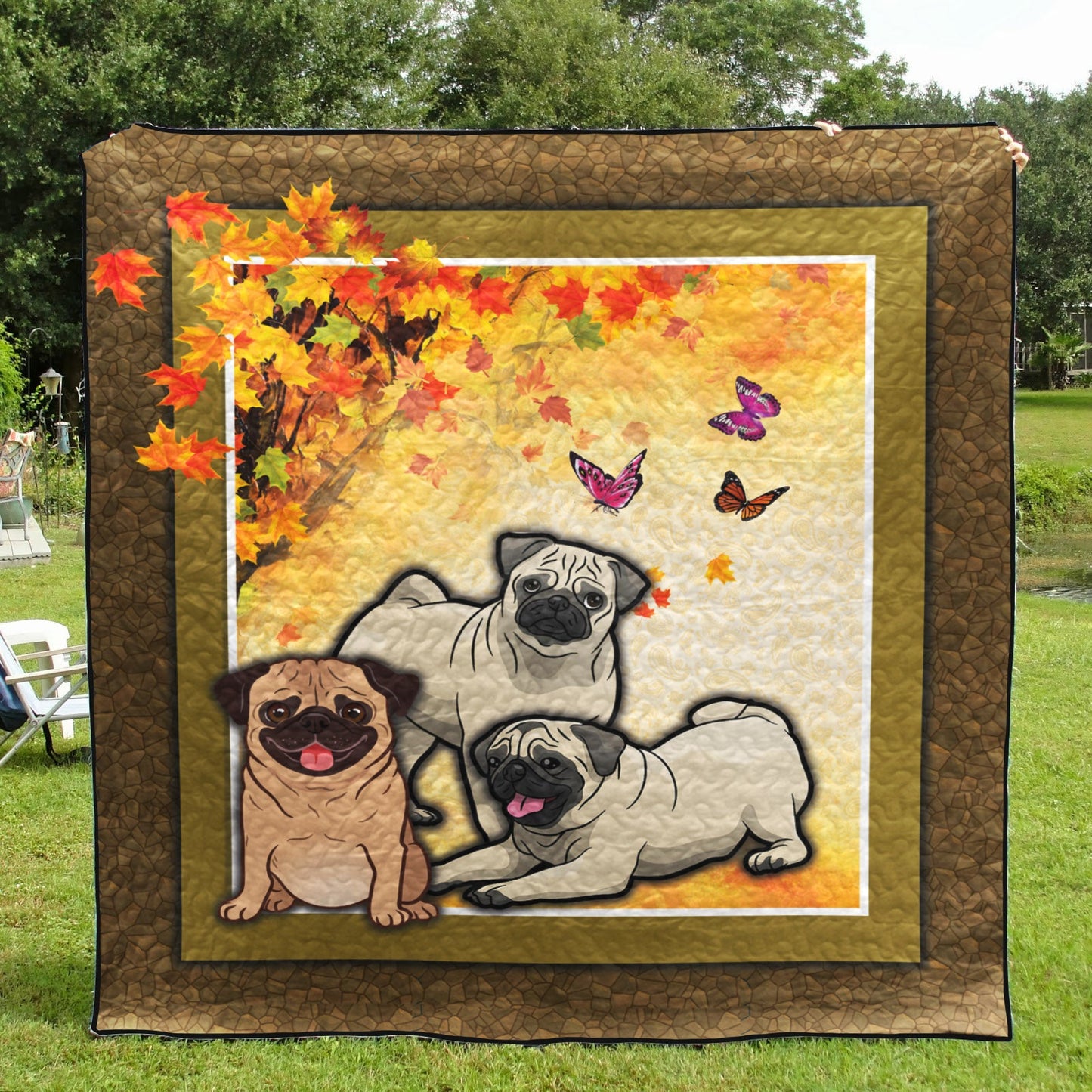 Autumn Pug CLT2512022H Quilt Blanket