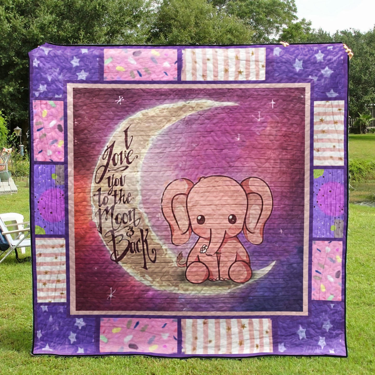 Baby Elephant At The Moon CLH0611004Q Quilt Blanket