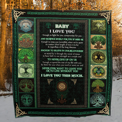 Baby I Love You Enough To Fight For You Viking Tree Of Life CL14120006MDQ Quilt Blanket