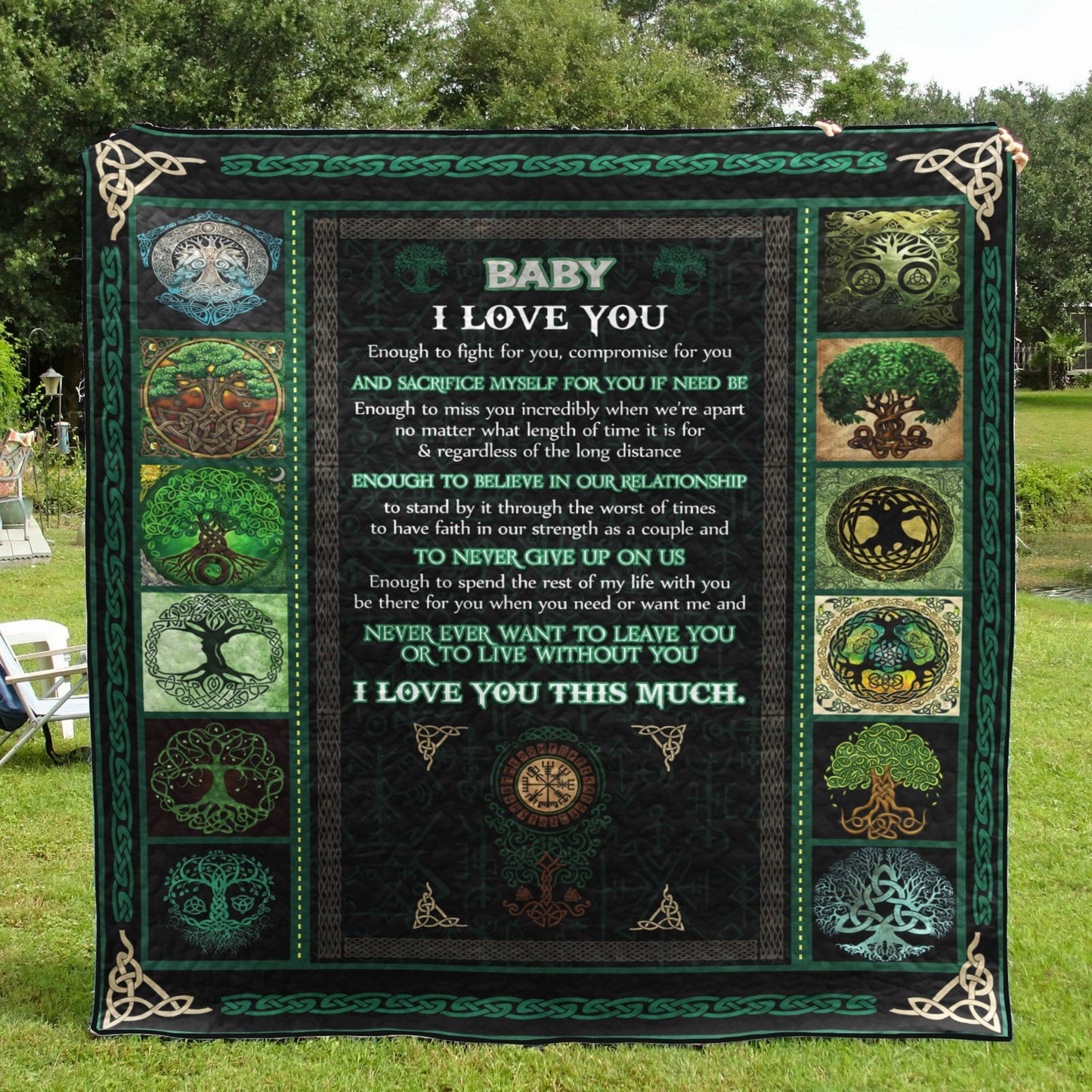 Baby I Love You Enough To Fight For You Viking Tree Of Life CL14120006MDQ Quilt Blanket