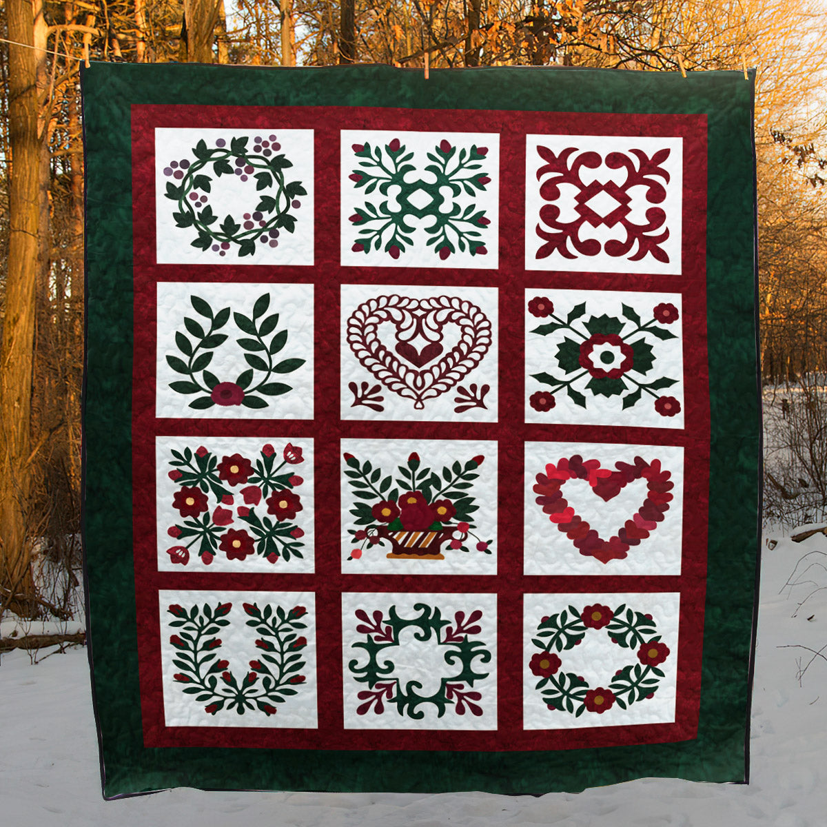 Baltimore Album Christmas CLA2111069Q Quilt Blanket