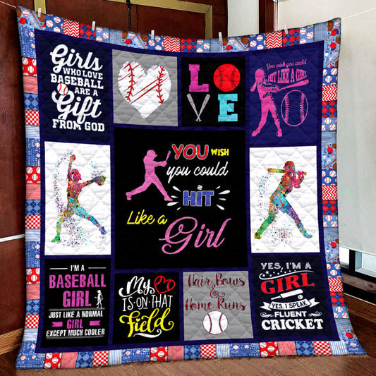 Baseball Girl Quilt Blanket MN041101