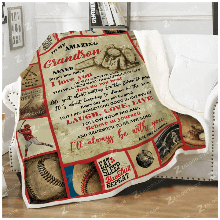 Baseball Grandson CL260804MDF Sherpa Fleece Blanket