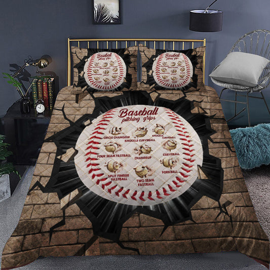 Baseball Pitching Grips Quilt Bedding Set MT1609001