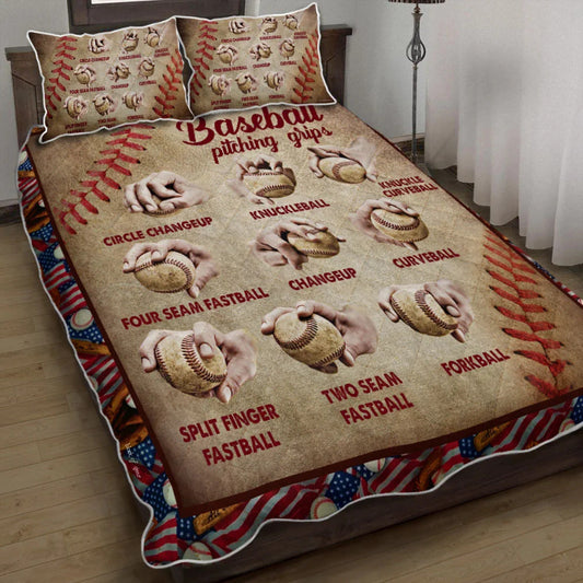 Baseball Pitching Grips Quilt Bedding Set TM140905