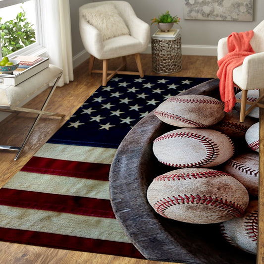 Baseball Ball On American Flag CLH2611019R Rug