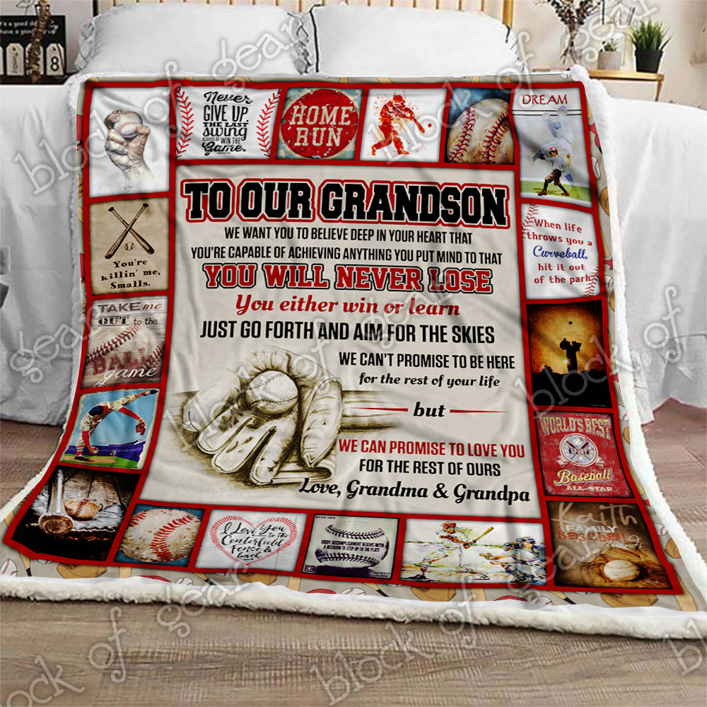 Baseball Grandson CL300932MDF Sherpa Fleece Blanket
