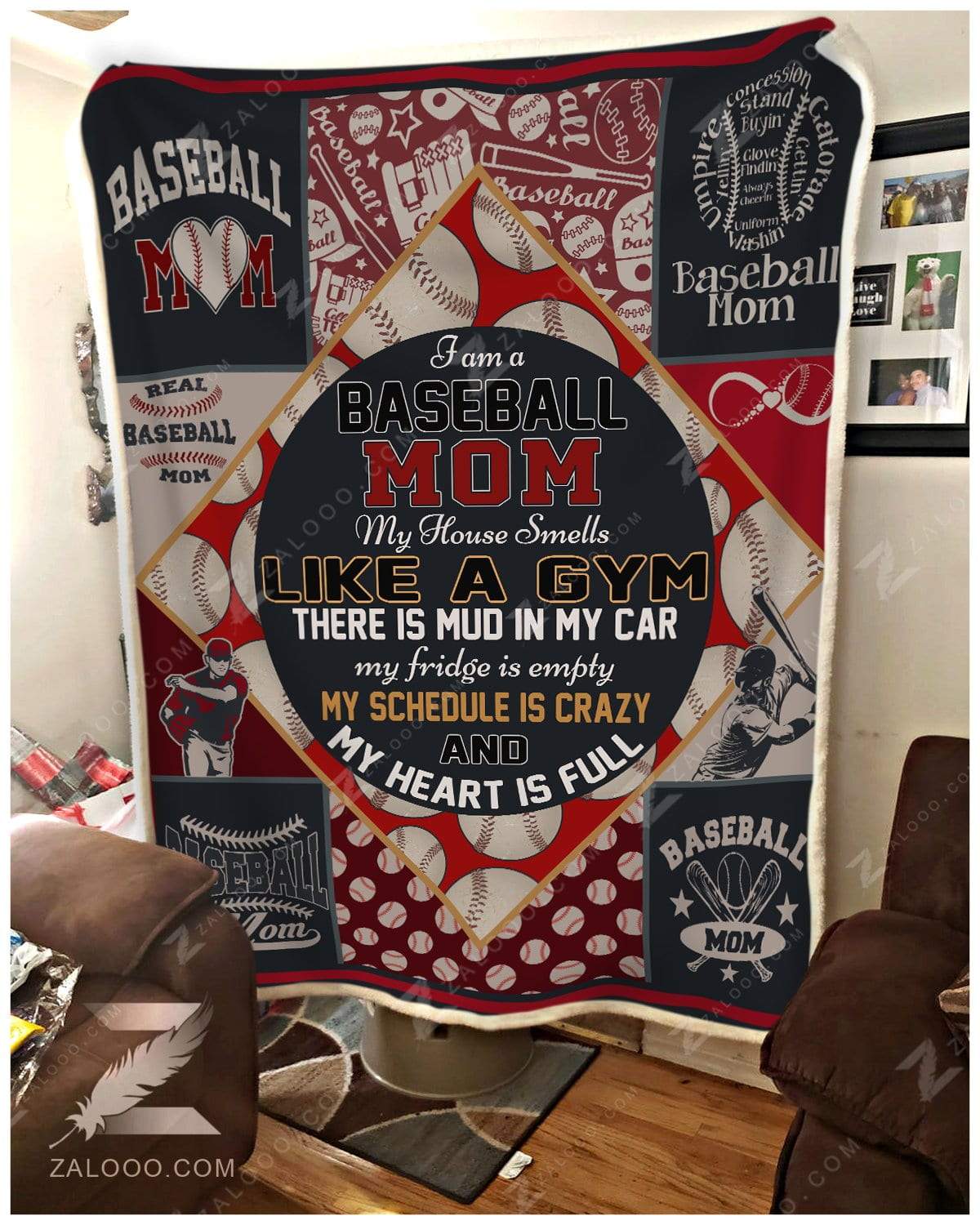Baseball I Am A Baseball Mom CL26110009MDF Sherpa Fleece Blanket