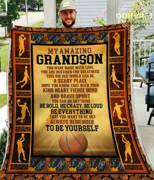 Basketball Grandson CLM2711187S Sherpa Fleece Blanket