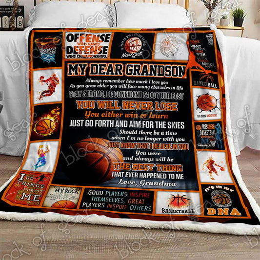 Basketball Grandson Love Grandma CL270945MDF Sherpa Fleece Blanket