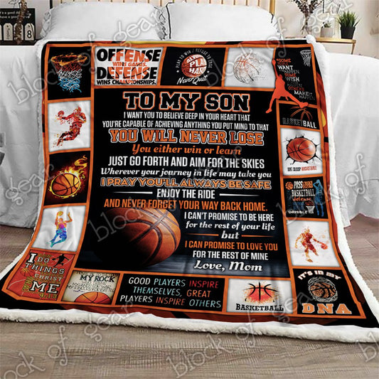 Basketball Son Love Mom CL300939MDF Sherpa Fleece Blanket