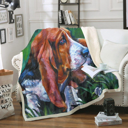 Basset Hound BL070901F Sherpa Fleece Blanket