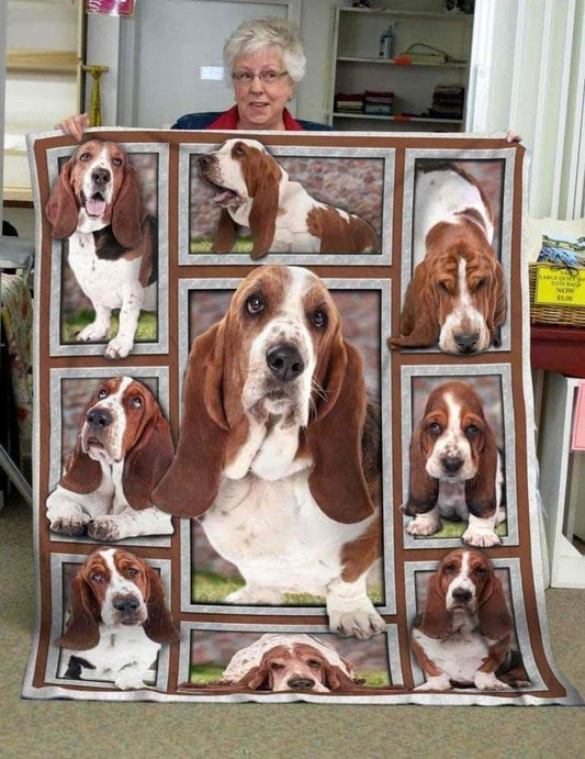 Basset Hound CLA21101016F Sherpa Fleece Blanket