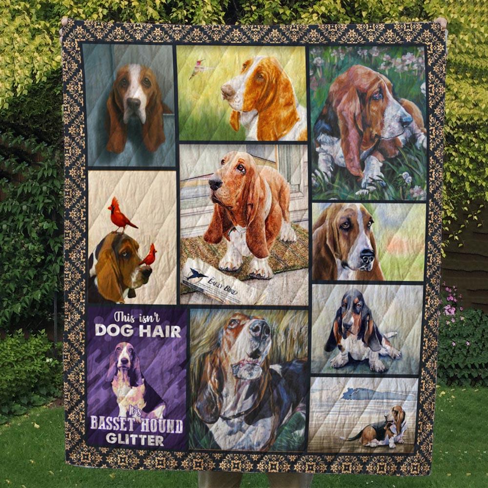 Basset Hound Glitter CL10100038MDQ Quilt Blanket