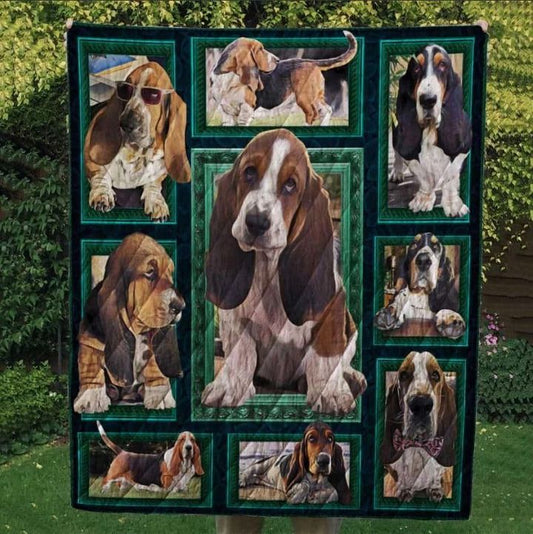Basset Hound My Valentine CLA31100278Q Quilt Blanket