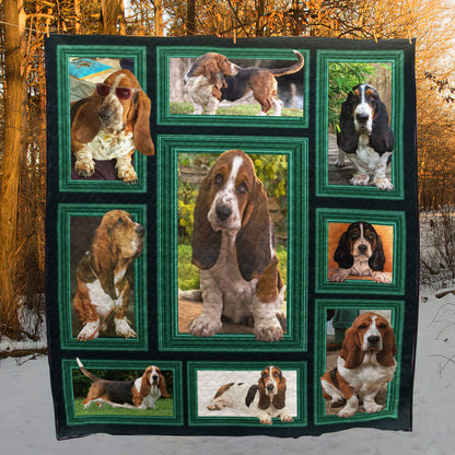 Basset Hound My Valentine CLA31100278Q Quilt Blanket