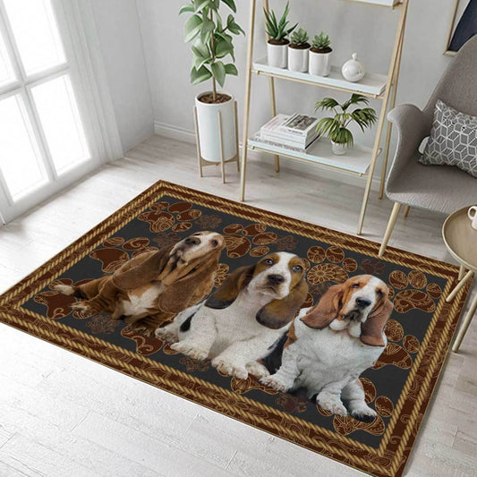Basset Hound Floral Paw CL08100030MDR Rug