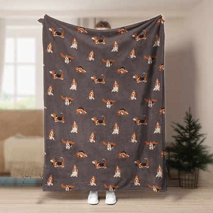 Basset Hound Pattern CLA15100248F Sherpa Fleece Blanket