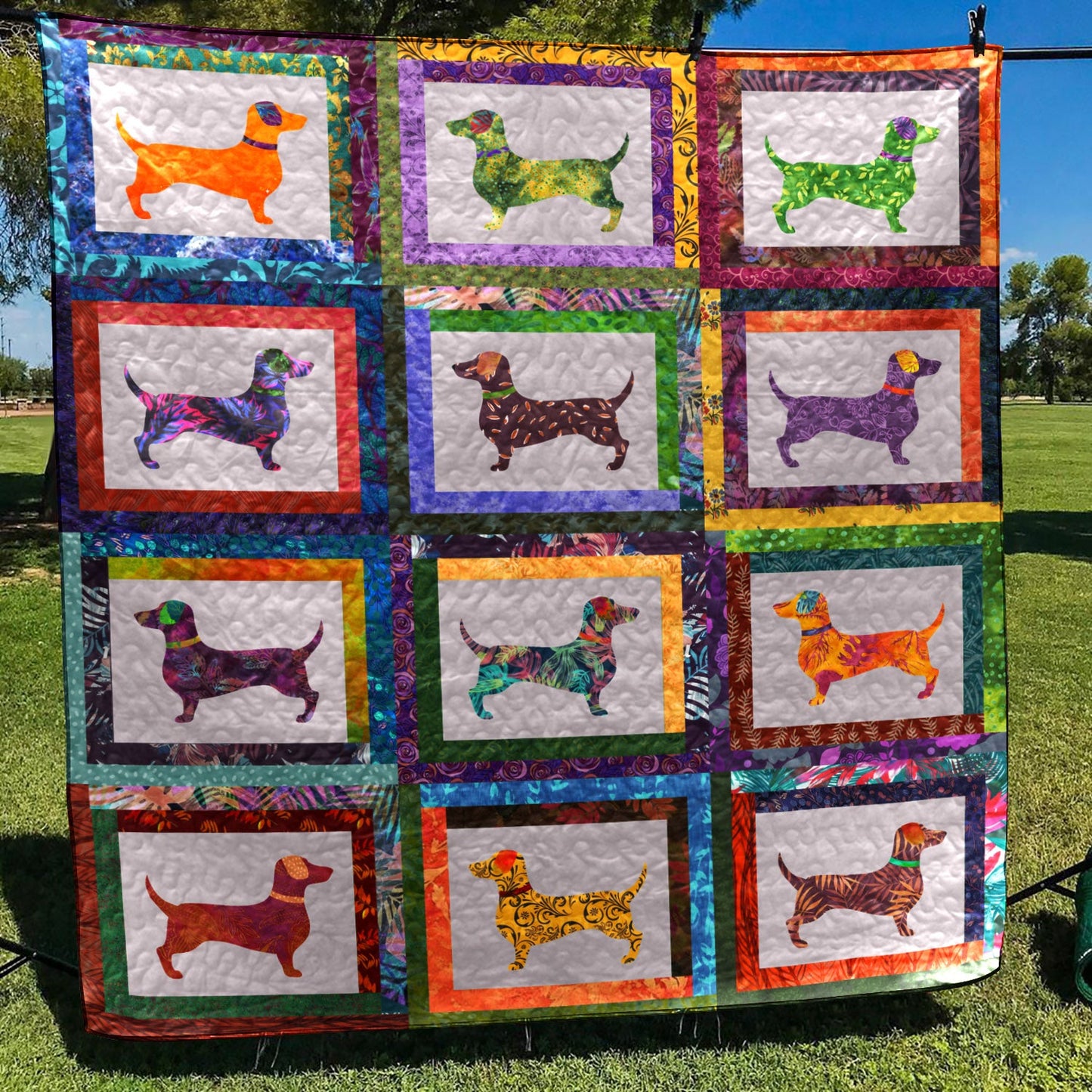 Batik Dachshund TD21110839 Quilt Blanket