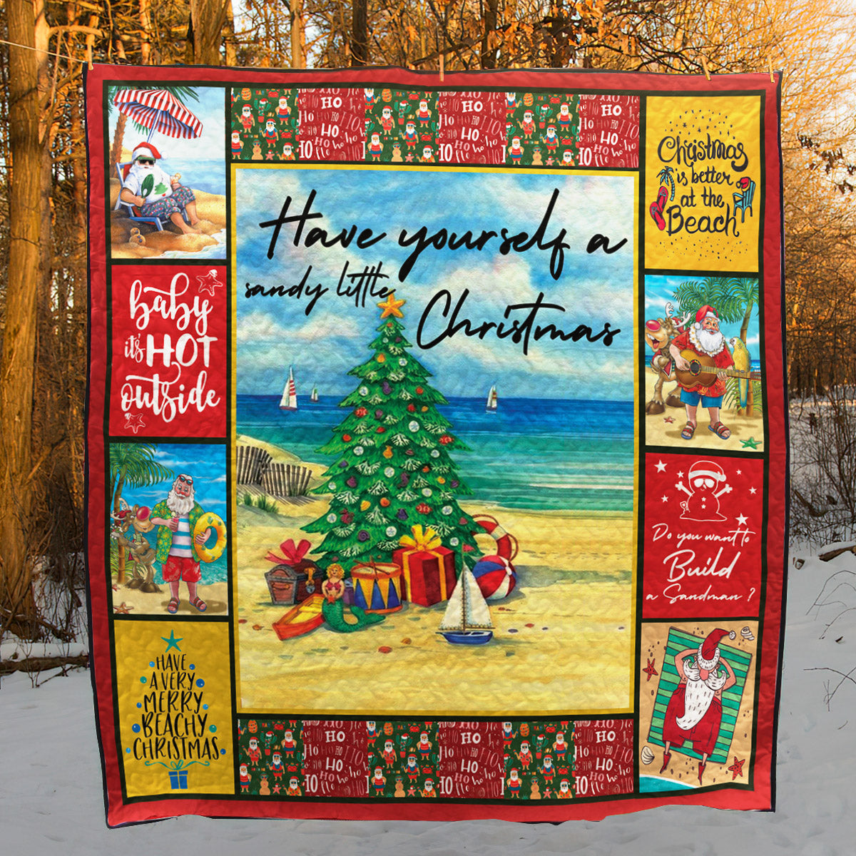 Beach Christmas CL15100009MDQ Quilt Blanket