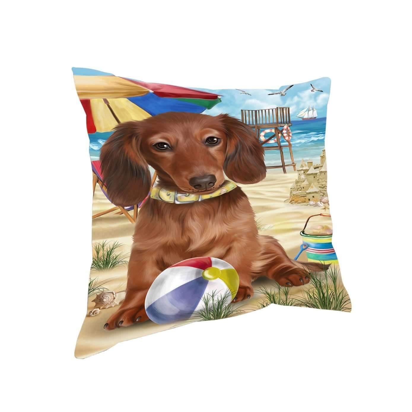 Beach Dachshund Dog CL18110639MDP Throw Pillow Covers