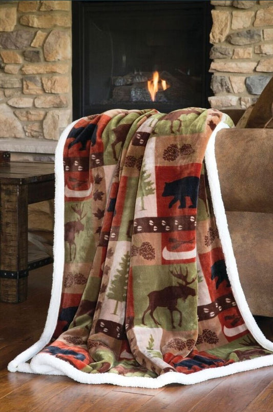 Bear And Deer CLH280902F Sherpa Fleece Blanket