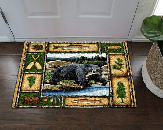 Bear Catch Salmon HN05100016D Non-slip Door mats