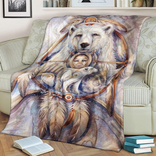 Bear Native American BL280806F Sherpa Fleece Blanket
