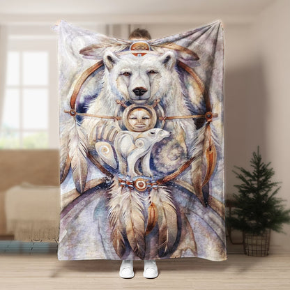 Bear Native American BL280806F Sherpa Fleece Blanket