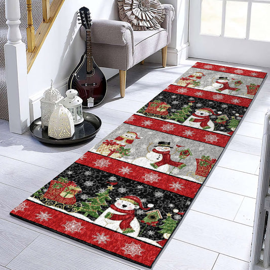 Bear Owl Snowman Santa Claus Christmas HN1510006RU Runner Rug