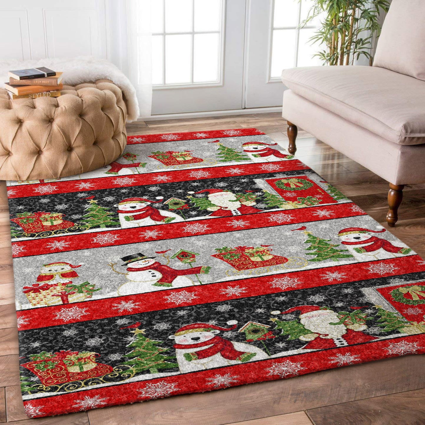 Bear Owl Snowman Santa Claus Christmas HN1510010R Rug