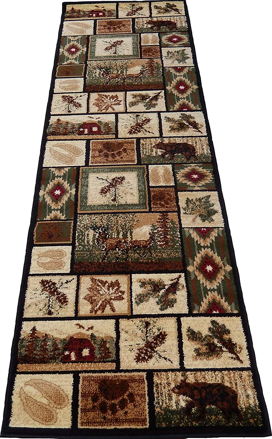 Bear Pinecone Deer Wildlife CLP1510002N Runner Rug