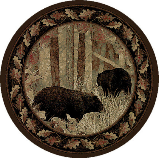 Bear Rustic CLM051006TM Round Area Rug