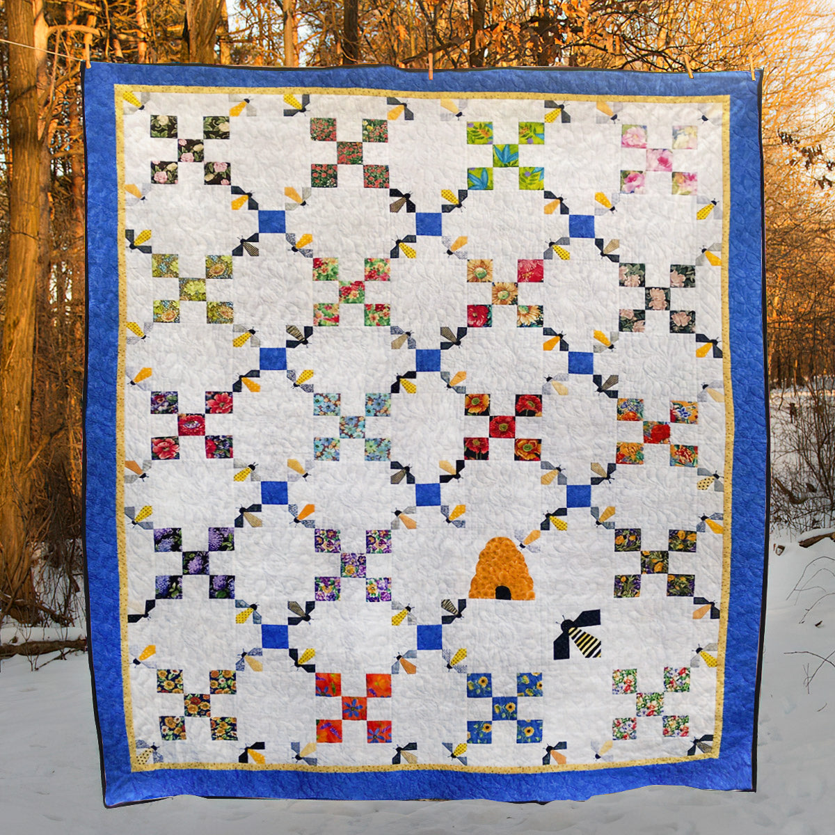 Beautiful Bees CLA0611058Q Quilt Blanket