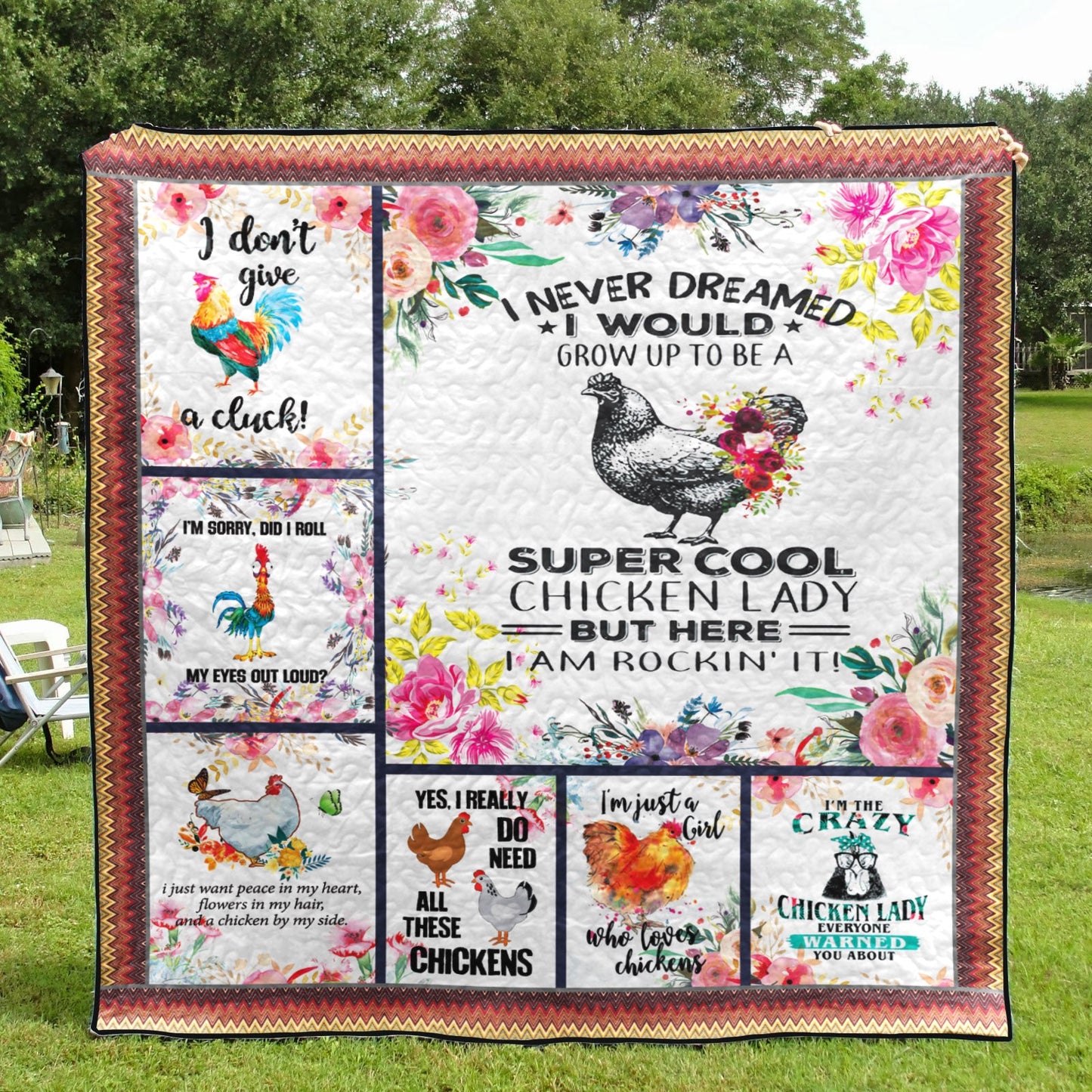 Beautiful Chicken Art CL15110017MDQ Quilt Blanket