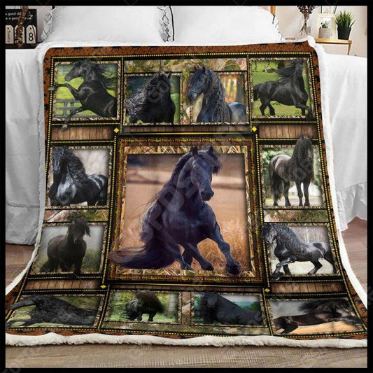 Beautiful Friesian Horse CL15110024MDF Sherpa Fleece Blanket