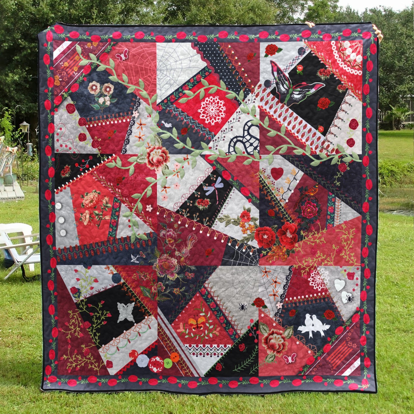 Beautiful Garden Crazy Quilt Blanket MT220601D