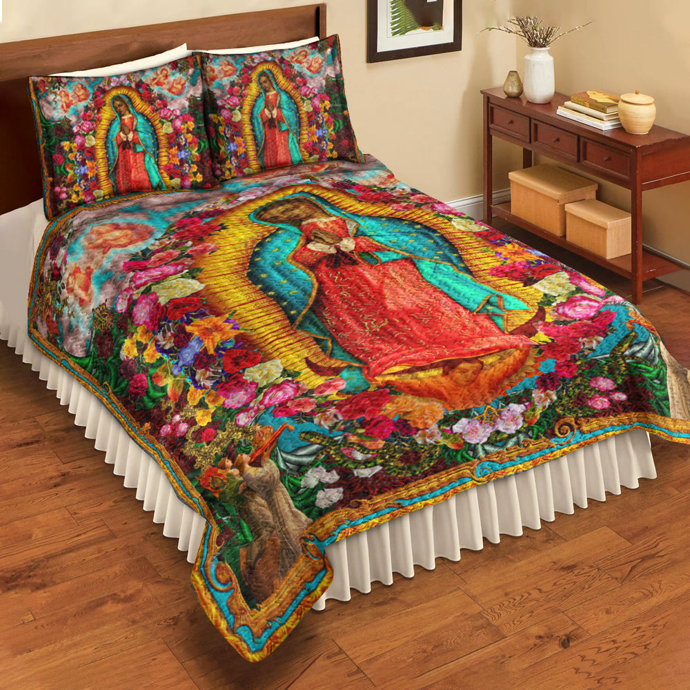 Beautiful Our Lady Of Guadalupe Quilt Bedding Set TL030601QS