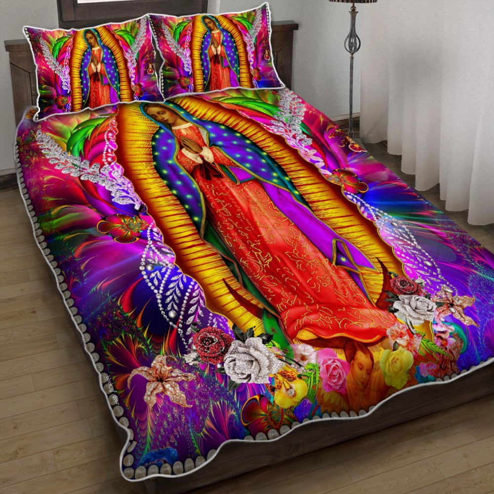 Beautiful Our Lady Of Guadalupe Quilt Bedding Set CLM090907