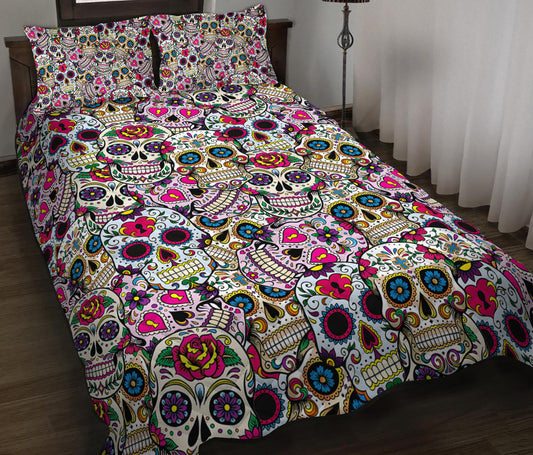 Beautiful Sugar Skull Quilt Bedding Set HN130901M