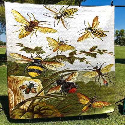 Bees And Insects CLA0710052Q Quilt Blanket