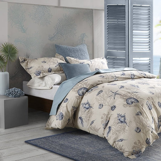 Beige Gray And Blue Ocean Themed Seashell And Coral CLA1210083B Bedding Sets