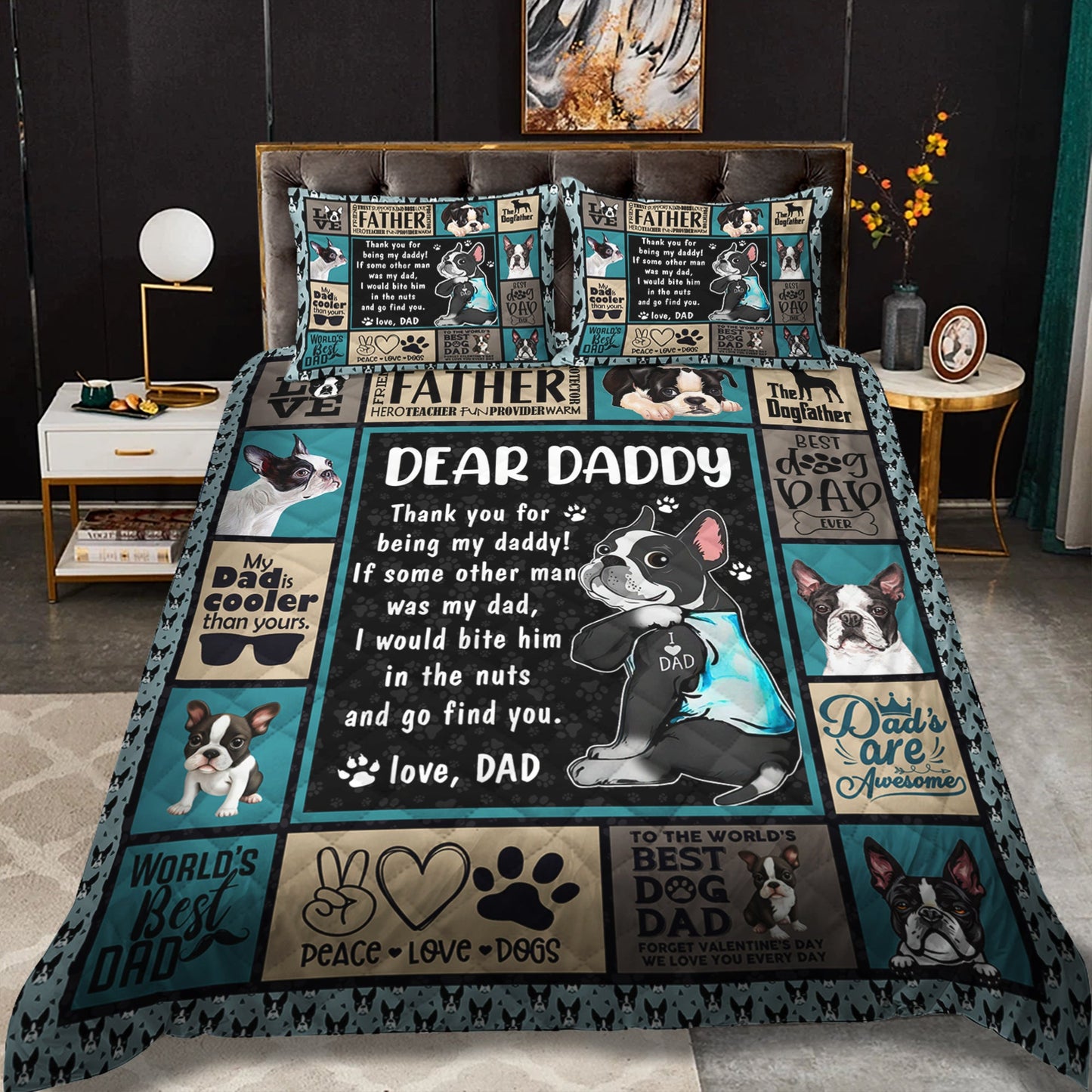 Best Dog Dad - Happy Father's Day Quilt Bedding Set HM18042301QB