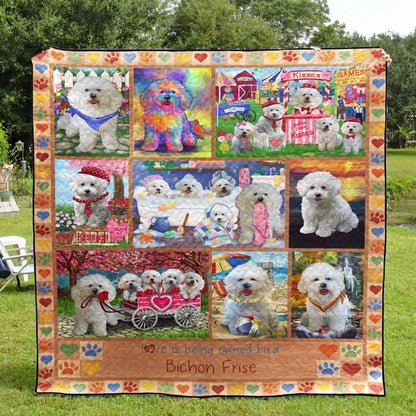 Bichon Frise Beige CL18110317MDQ Quilt Blanket