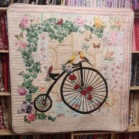 Bicycle Bird And Flower CLA0910052Q Quilt Blanket