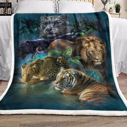 Big Cats Jungle HN1111016F Sherpa Fleece Blanket