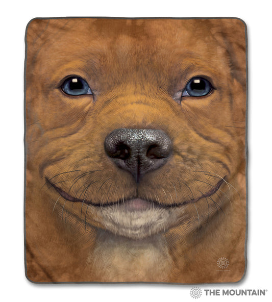 Big Face Pitbull Puppy CLA1712735F Sherpa Fleece Blanket